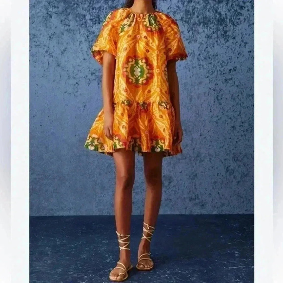 New Marie Oliver Greta Dress Marigold Trellis Sz M $338.00 - Picture 1 of 15